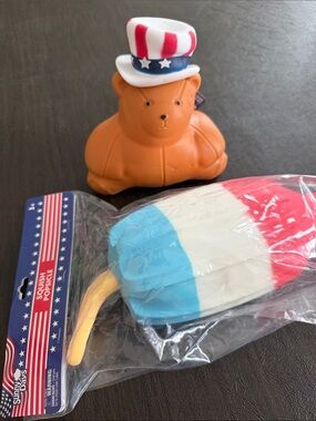 Patriotic Red, White & Blue Popsicle and PatrioticAmerican Bear Squishy Set